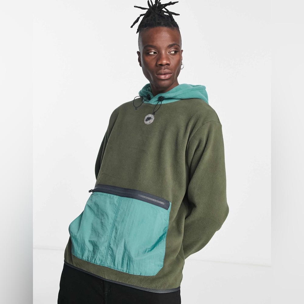 Nike Men's SPU Sports Utility Thermafit Hooded Fleece in Olive& Blue Green XXL